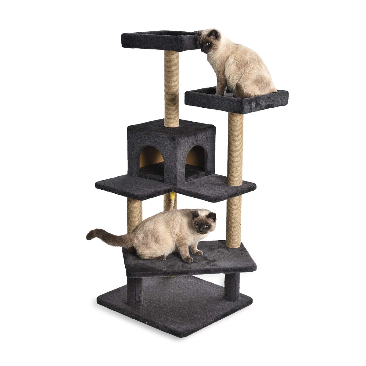 AmazonBasics 階梯式多平台貓跳台|24 × 22 × 51吋・深灰色