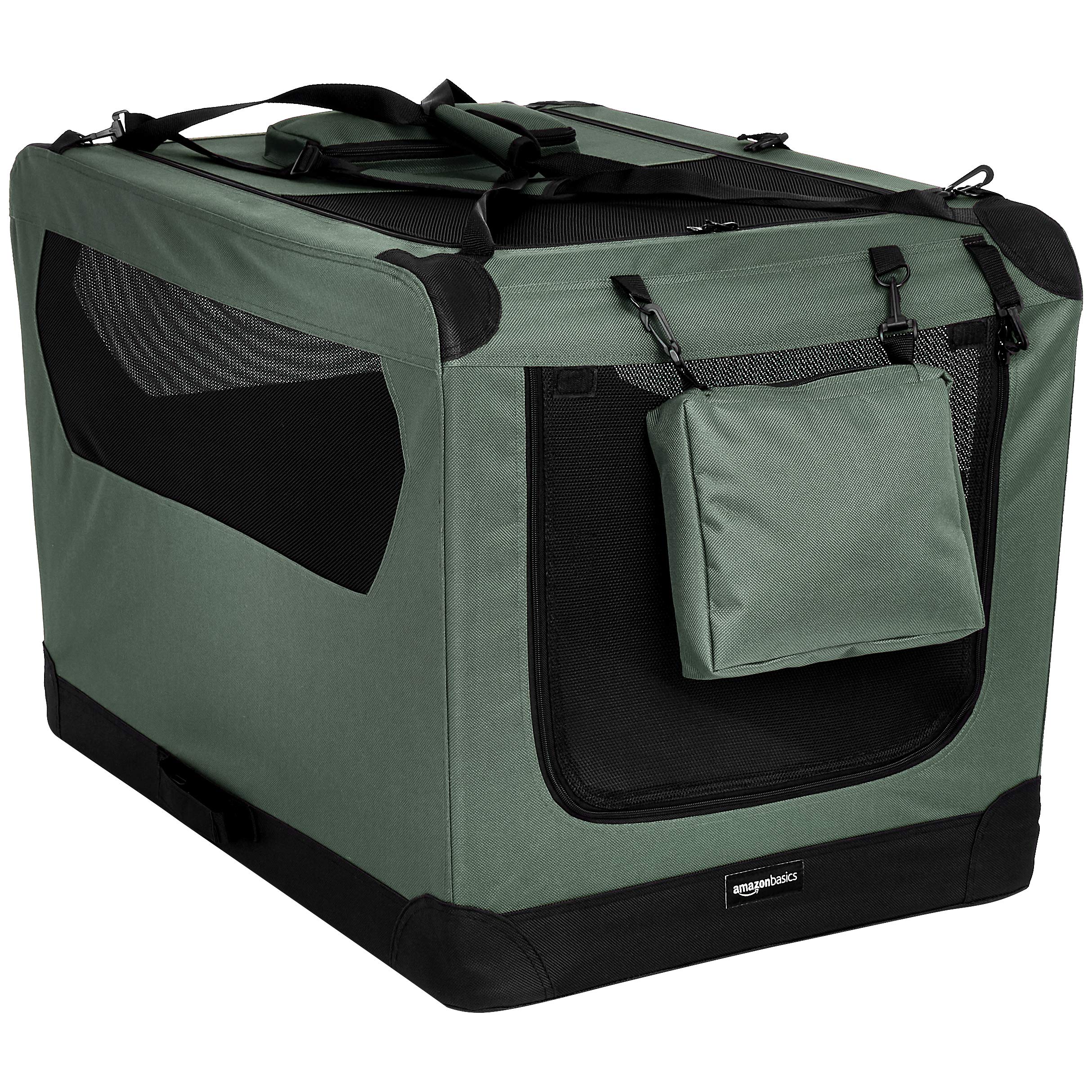 AmazonBasics 便攜軟身寵物籠|36 × 24 × 24吋・灰色