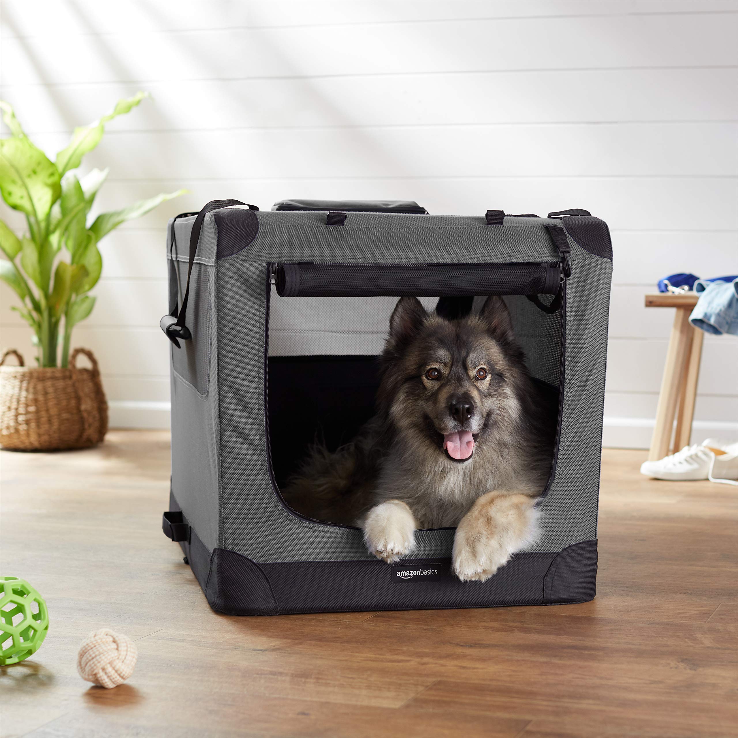 AmazonBasics 便攜軟身寵物籠｜36 × 24 × 24吋・灰色・圖片 3