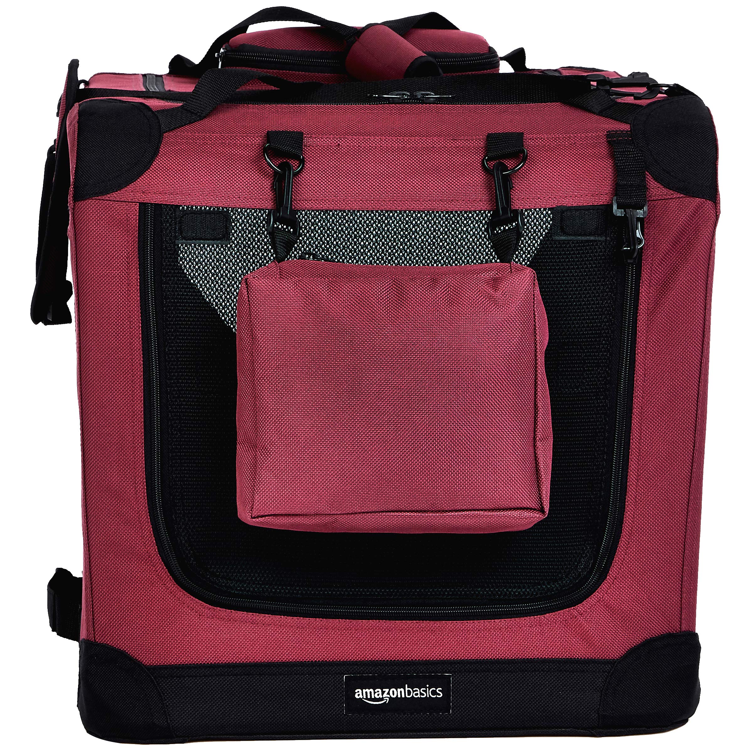 AmazonBasics 便攜軟身寵物籠｜26 × 18 × 18吋・紅色・圖片 4