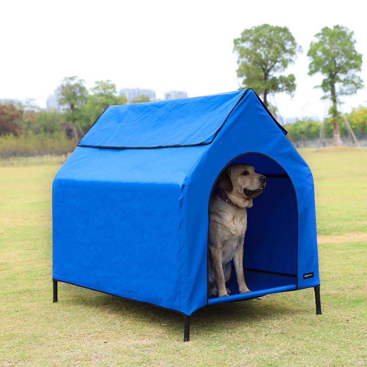 AmazonBasics 架高便攜寵物屋|51 × 41 × 34吋・藍色